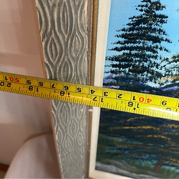 Vintage original oil painting. Mountains. Trees. Landscape. Pat Grandy - Picture 6 of 8